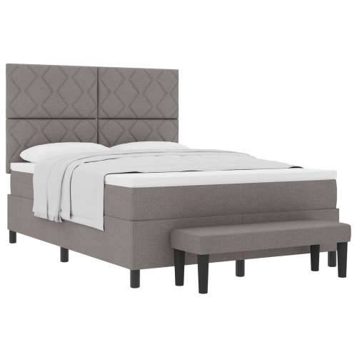 Krevet s podlogom s madracem i klupom taupe 140x190 cm tkanina Cijena