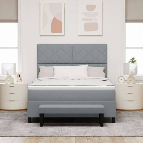 Box spring krevet s madracem i klupom svijetlosivi 140x200 cm tkanina Cijena