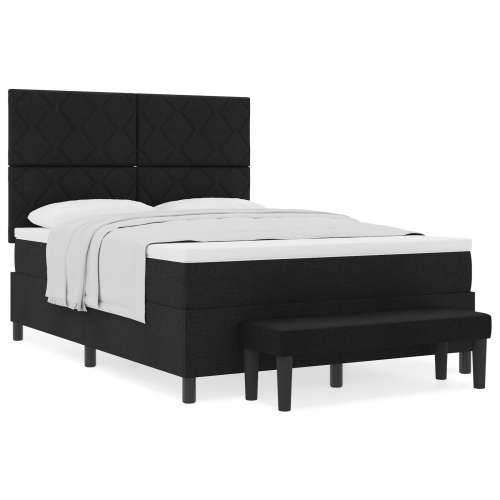 Box Spring krevet s madracem i klupom Crna 140x200 cm Tkanina Cijena