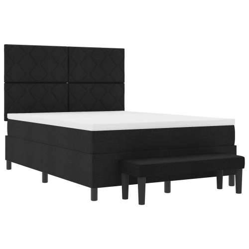 Box Spring krevet s madracem i klupom Crna 140x200 cm Tkanina Cijena