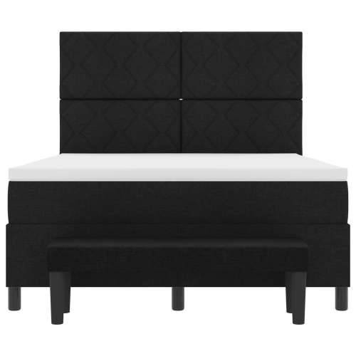 Box Spring krevet s madracem i klupom Crna 140x200 cm Tkanina Cijena