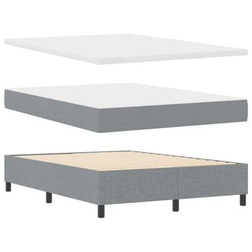 Krevet s Box Springom s madracem i klupicom svjetlosive boje 160x200 cm Tkanina Cijena