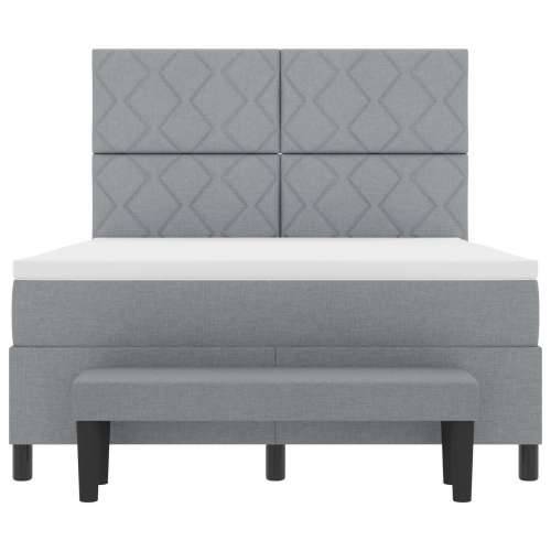 Krevet s Box Springom s madracem i klupicom svjetlosive boje 160x200 cm Tkanina Cijena
