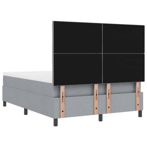 Krevet s Box Springom s madracem i klupicom svjetlosive boje 160x200 cm Tkanina Cijena