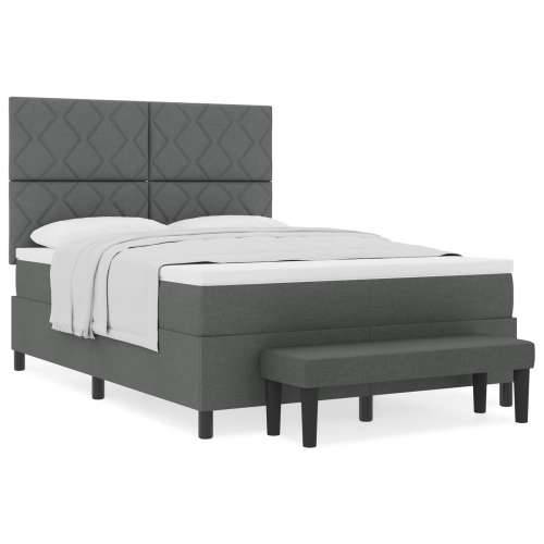 Box Spring krevet s madracem i klupom tamno siva 160x200 cm tkanina Cijena