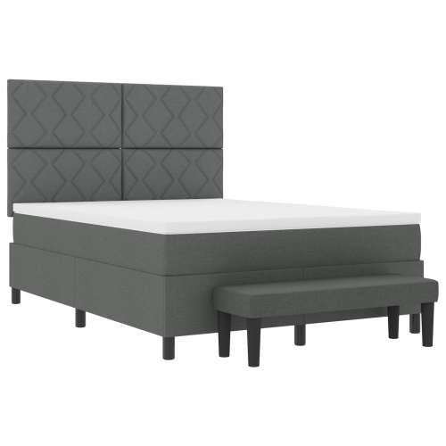 Box Spring krevet s madracem i klupom tamno siva 160x200 cm tkanina Cijena