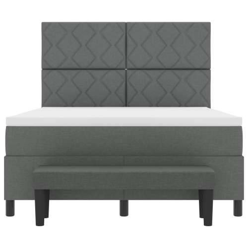 Box Spring krevet s madracem i klupom tamno siva 160x200 cm tkanina Cijena