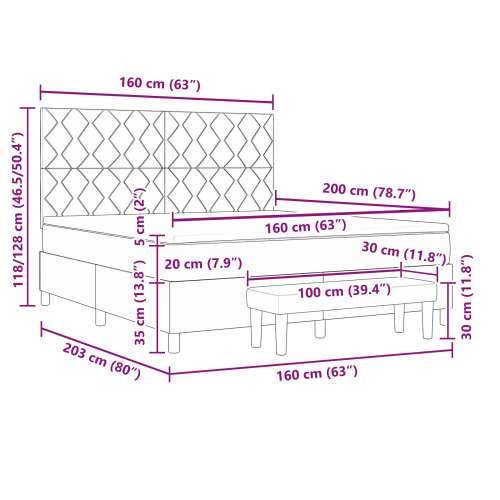Box Spring krevet s madracem i klupom tamno siva 160x200 cm tkanina Cijena