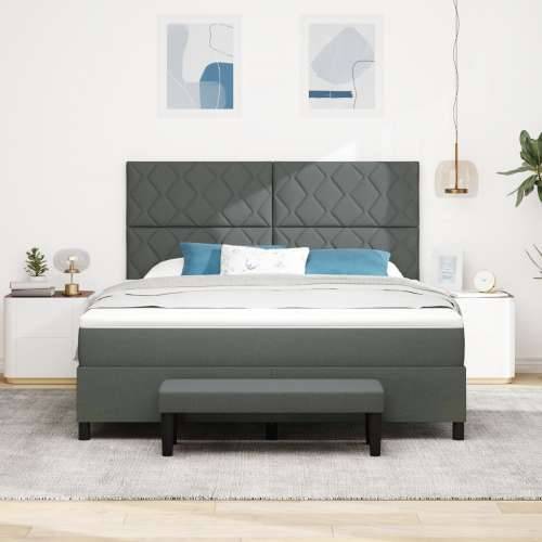 Krevet s box springom s madracem i klupom tamnosiva 180x200 cm tkanina Cijena