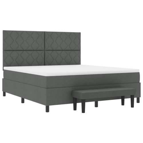 Krevet s box springom s madracem i klupom tamnosiva 180x200 cm tkanina Cijena