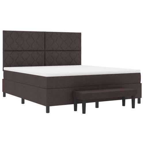 Krevet s box springom s madracem i klupom tamnosmeđa 180x200 cm tkanina Cijena
