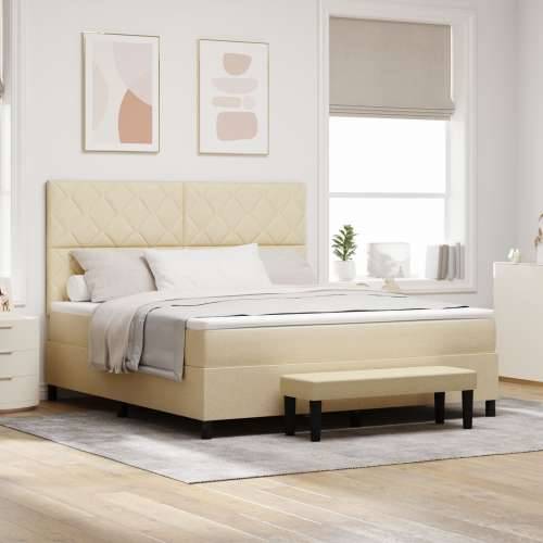 Box Spring Krevet s Madracem & Klupom Krem 180x200 cm Tkanina Cijena