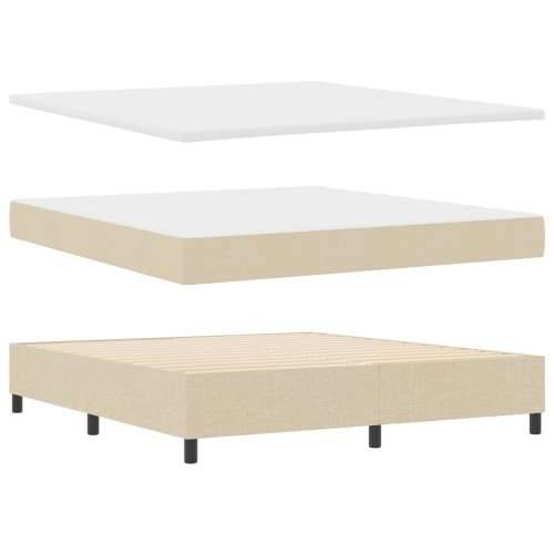 Box Spring Krevet s Madracem & Klupom Krem 180x200 cm Tkanina Cijena