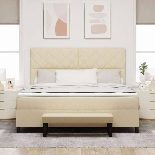 Box Spring Krevet s Madracem & Klupom Krem 180x200 cm Tkanina Cijena