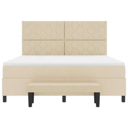 Box Spring Krevet s Madracem & Klupom Krem 180x200 cm Tkanina Cijena