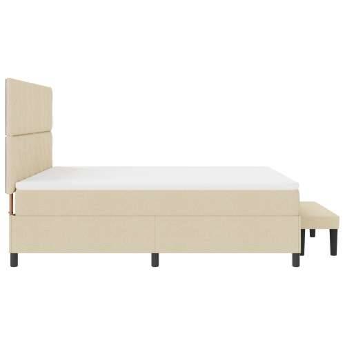 Box Spring Krevet s Madracem & Klupom Krem 180x200 cm Tkanina Cijena