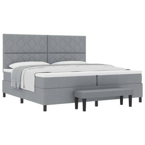 Box Spring krevet s madracem i klupom svjetlosiva 200x200 cm tkanina Cijena