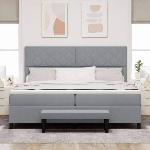 Box Spring krevet s madracem i klupom svjetlosiva 200x200 cm tkanina Cijena