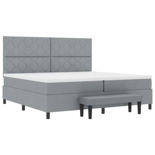 Box Spring krevet s madracem i klupom svjetlosiva 200x200 cm tkanina Cijena