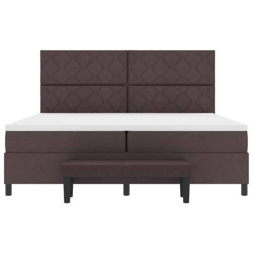 Krevet s box springom s madracem i klupom tamnosmeđa 200x200 cm Tkanina Cijena
