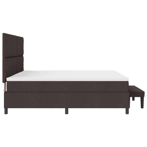 Krevet s box springom s madracem i klupom tamnosmeđa 200x200 cm Tkanina Cijena