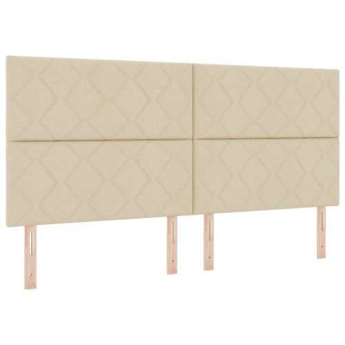Krevet s Okvirom s Madracem & Klupicom Krema 200x200 cm Tkanina Cijena