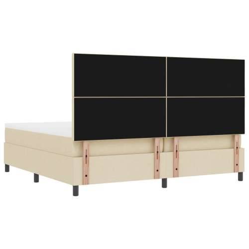 Krevet s Okvirom s Madracem & Klupicom Krema 200x200 cm Tkanina Cijena