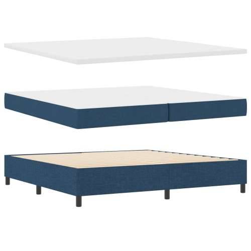 Krevet s box springom, madracem i klupom u plavoj boji 200x200 cm od tkanine Cijena