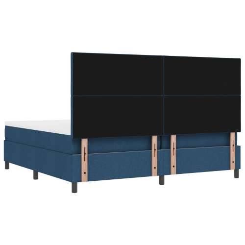 Krevet s box springom, madracem i klupom u plavoj boji 200x200 cm od tkanine Cijena