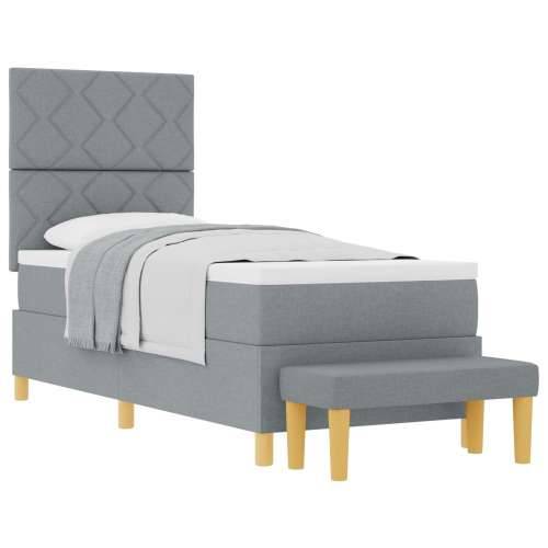 Box Spring Krevet s madracem i klupom svjetlosiv 80x200 cm tkanina Cijena