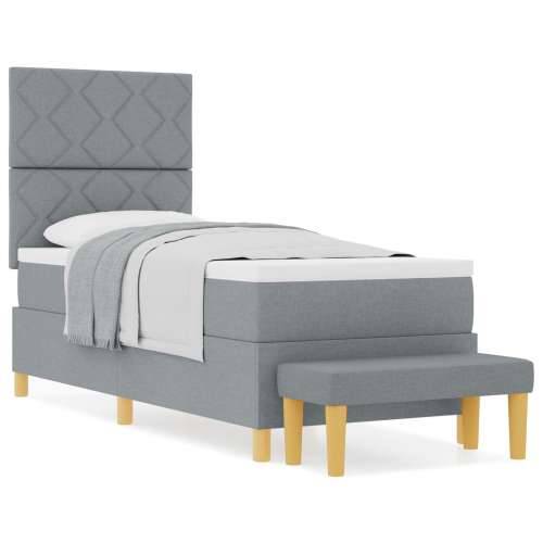 Box Spring Krevet s madracem i klupom svjetlosiv 80x200 cm tkanina Cijena