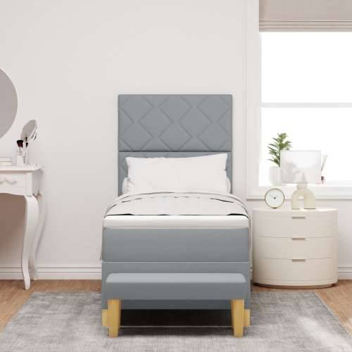 Box Spring Krevet s madracem i klupom svjetlosiv 80x200 cm tkanina Cijena