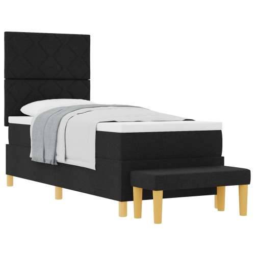 Box Spring Krevet s Madracem i Klupom Crni 80x200 cm Tkanina Cijena