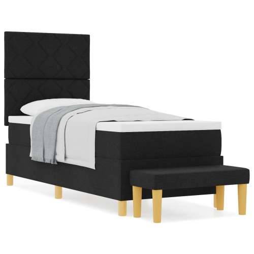 Box Spring Krevet s Madracem i Klupom Crni 80x200 cm Tkanina Cijena