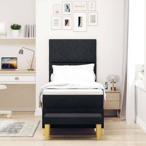 Box Spring Krevet s Madracem i Klupom Crni 80x200 cm Tkanina Cijena