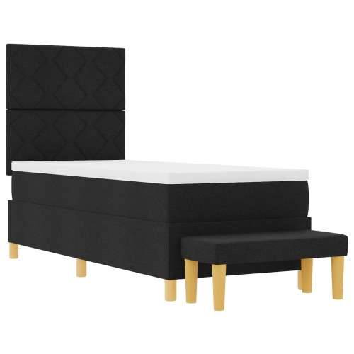 Box Spring Krevet s Madracem i Klupom Crni 80x200 cm Tkanina Cijena