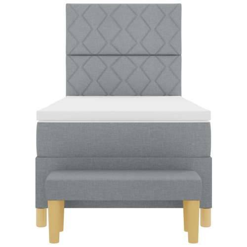 Box Spring Krevet s Madracem & Klupom Svijetlosiva 90x190 cm Tkanina Cijena