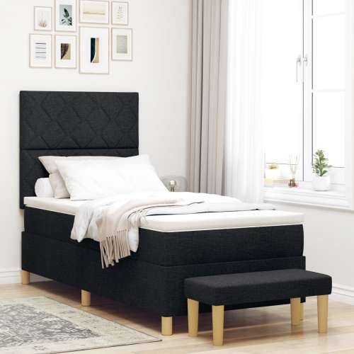 Box Spring krevet s madracem i klupom crna 90x190 cm tkanina Cijena