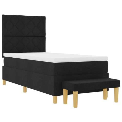 Box Spring krevet s madracem i klupom crna 90x190 cm tkanina Cijena