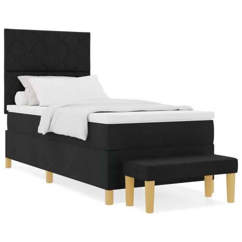 Box Spring krevet s madracem i klupom crna 90x190 cm tkanina Cijena