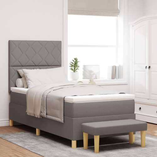 krevet s kutijom s madracem i klupom taupe 90x190 cm tkanina Cijena