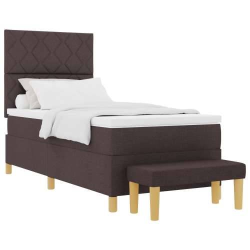 Krevet s boxspringom s madracem i klupom tamnosmeđi 90x200 cm tkanina Cijena