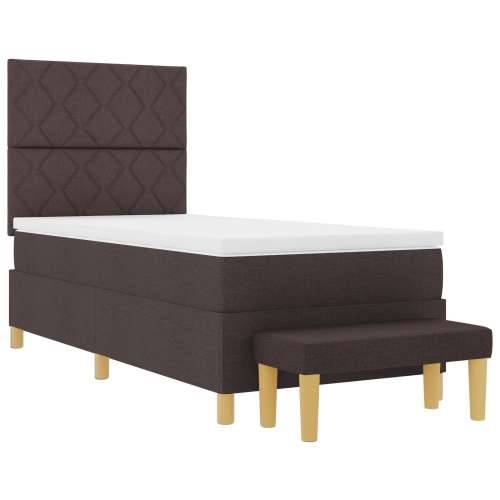 Krevet s boxspringom s madracem i klupom tamnosmeđi 90x200 cm tkanina Cijena