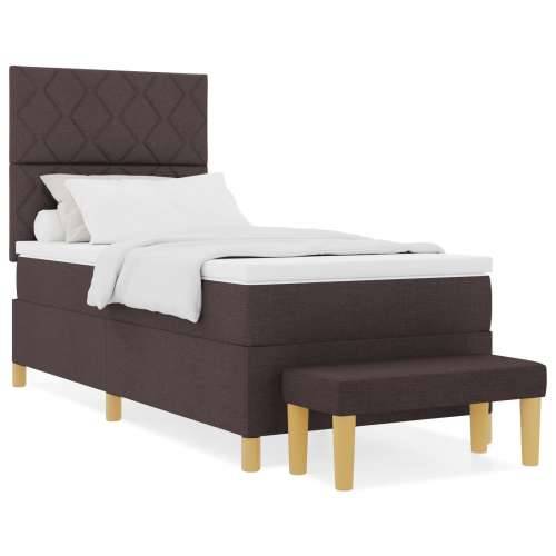 Krevet s boxspringom s madracem i klupom tamnosmeđi 90x200 cm tkanina Cijena