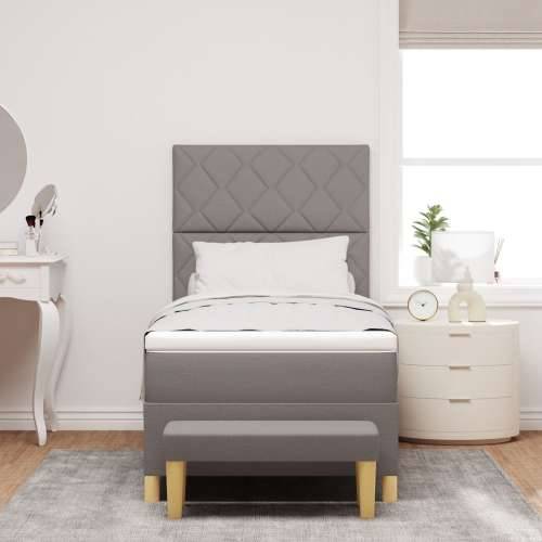 Box Spring Krevet s madracem i klupom Taupe 90x200 cm Tkanina Cijena