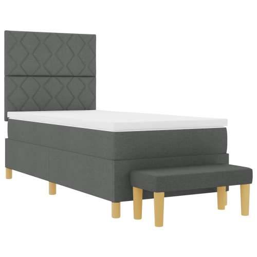 Box Spring Krevet s madracem i klupom Tamno siva 100x200 cm Tkanina Cijena