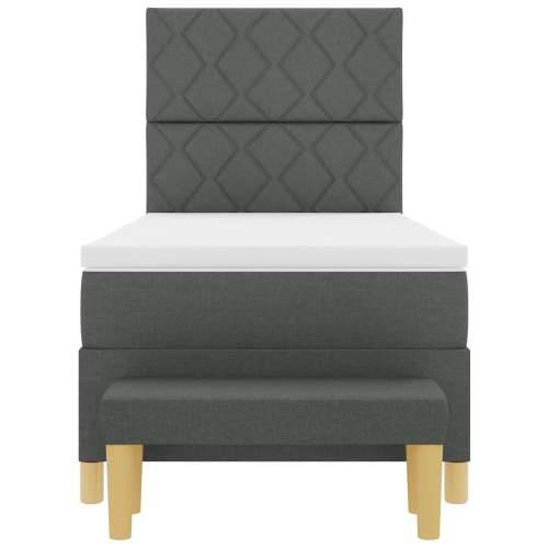 Box Spring Krevet s madracem i klupom Tamno siva 100x200 cm Tkanina Cijena
