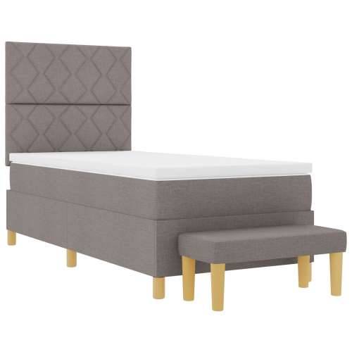 Krevet s kutijom opruga s madracem i klupom Taupe 100x200 cm Tkanina Cijena