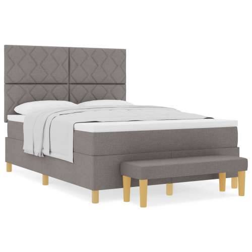 Krevet s podnicom s madracem i klupom taupe 140x190 cm tkanina Cijena