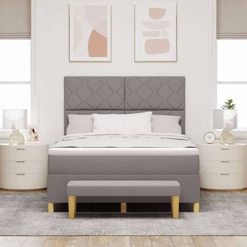 Krevet s podnicom s madracem i klupom taupe 140x190 cm tkanina Cijena